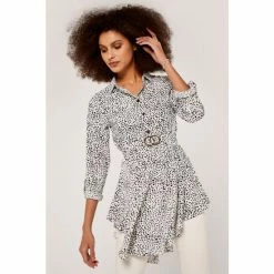 Apricot White & Black Printed Circle Hanky Hem Dress -Apricot Shop unnamed file 1361