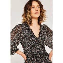 Apricot Black Cottage Floral Ruffle Tiered Dress -Apricot Shop unnamed file 1386