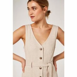 Apricot Nude Linen Mix Button Through Dress -Apricot Shop unnamed file 139