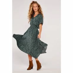Apricot Green Painterly Dot Smock Midi Dress -Apricot Shop unnamed file 14