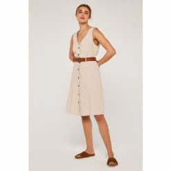 Apricot Nude Linen Mix Button Through Dress -Apricot Shop unnamed file 140