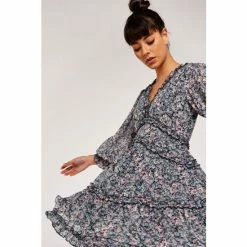Alternative view of Apricot Blue Ruffle Details Tiered Dress