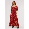 Apricot Red Blossom Bunch Bardot Maxi Dress