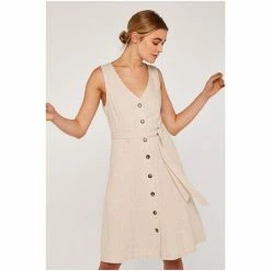Apricot Nude Linen Mix Button Through Dress -Apricot Shop unnamed file 141