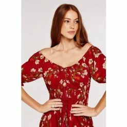 Apricot Red Blossom Bunch Bardot Maxi Dress -Apricot Shop unnamed file 1410