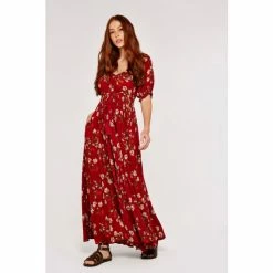 Apricot Red Blossom Bunch Bardot Maxi Dress -Apricot Shop unnamed file 1411