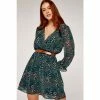 Apricot Green & Pink Ditsy Spray Short Sleeve Wrap Dress