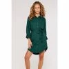 Apricot Green Chevron Jacquard Shirt Dress