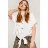 Apricot White Button Down Knot Front Top