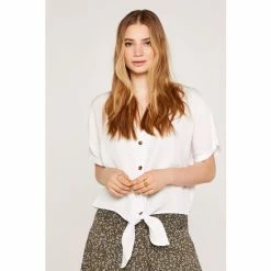 Apricot White Button Down Knot Front Top -Apricot Shop unnamed file 1441