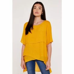 Apricot Yellow Layered Slub Shimmer Top -Apricot Shop unnamed file 1447