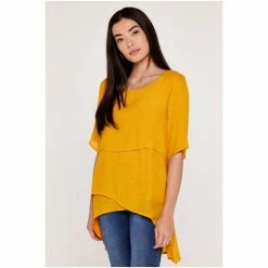 Apricot Yellow Layered Slub Shimmer Top -Apricot Shop unnamed file 1448