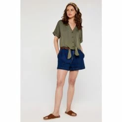 Apricot Green Button Down Knot Front Top -Apricot Shop unnamed file 1451