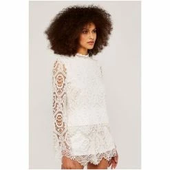 Apricot Cream Guipure Scallop Lace High Neck Top -Apricot Shop unnamed file 1469