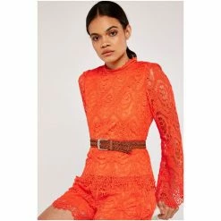 Apricot Cream Guipure Scallop Lace High Neck Top -Apricot Shop unnamed file 1470