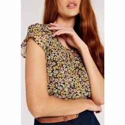 Apricot Yellow Multi Pansy Ditsy Tulip Sleeve Top -Apricot Shop unnamed file 1497