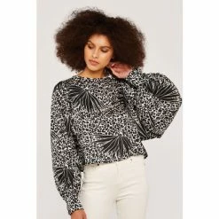 Apricot Black Leafy Animal Print Satin Top -Apricot Shop unnamed file 1517