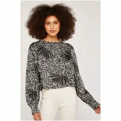 Apricot Black Leafy Animal Print Satin Top -Apricot Shop unnamed file 1519