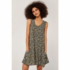 Apricot Black Multi Vintage Ditsy Bakery Dress