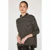 Apricot Black & White Cowl Neck Stripe Top