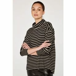 Apricot Black & White Cowl Neck Stripe Top -Apricot Shop unnamed file 1523