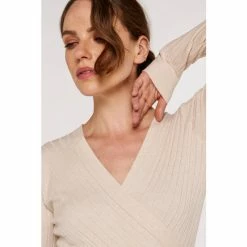 Apricot Cream Wrap Ribbed Knitted Top -Apricot Shop unnamed file 1532