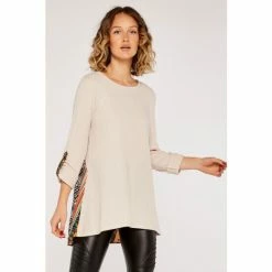 Apricot Cream Waffle Patchwork Back Top