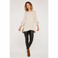 Apricot Cream Waffle Patchwork Back Top -Apricot Shop unnamed file 1563