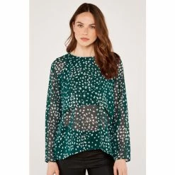 Apricot Teal Green Graphic Print 2 Layer Top