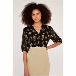Apricot Black Botanical Billow Sleeve Blouse -Apricot Shop unnamed file 1575