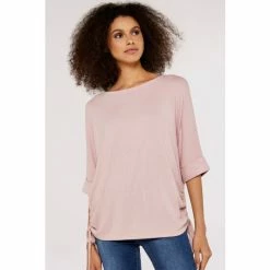 Apricot Light Pink Soft Touch Drawstring Side Top -Apricot Shop unnamed file 1578