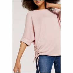 Apricot Light Pink Soft Touch Drawstring Side Top -Apricot Shop unnamed file 1580