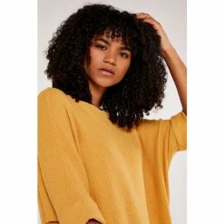 Apricot Yellow Brushed Waffle Knit Batwing Top -Apricot Shop unnamed file 1584
