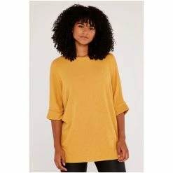 Apricot Yellow Brushed Waffle Knit Batwing Top -Apricot Shop unnamed file 1585