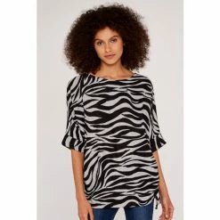 Apricot Black Zebra Drawstring Batwing Top -Apricot Shop unnamed file 1588