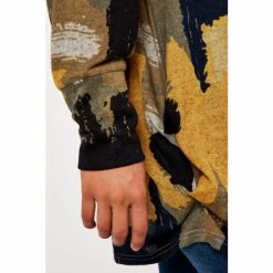 Apricot Mustard Yellow & Brown Paint Splash Ruched Top -Apricot Shop unnamed file 1594