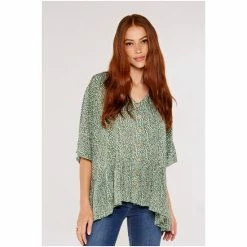 Apricot Green Scattered Dots Peplum Top -Apricot Shop unnamed file 1600