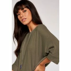 Apricot Green Soft Marl Turn Up Batwing Top -Apricot Shop unnamed file 1604