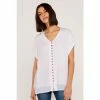 Apricot Cream Button Up Front Shimmer Slub Top