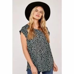 Apricot Grey Painterly Dot Top