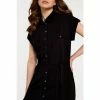 Apricot Black Utility Midi Tie Shirt Dress