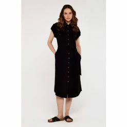 Apricot Black Utility Midi Tie Shirt Dress -Apricot Shop unnamed file 165