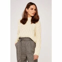 Apricot Cream Chunky Aran Knit Crop Jumper