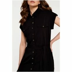 Apricot Black Utility Midi Tie Shirt Dress -Apricot Shop unnamed file 166