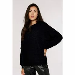Apricot Black Aran Stripe Batwing Knit Jumper -Apricot Shop unnamed file 1689