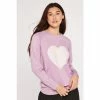 Apricot Purple Statement Heart Crew Neck Jumper