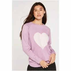 Apricot Purple Statement Heart Crew Neck Jumper -Apricot Shop unnamed file 1696