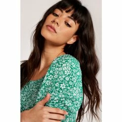 Apricot Green Ditsy Smock Puff Sleeve Midi Dress -Apricot Shop unnamed file 170