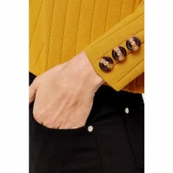 Apricot Mustard Yellow Cowl Neck Rib Button Sleeve Jumper -Apricot Shop unnamed file 1704