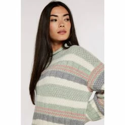 Apricot Pastel Green Blue & Pink Textured Neck Stripe Jumper -Apricot Shop unnamed file 1720